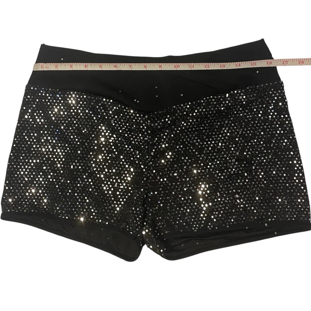 SHEIN High Waist Black and Silver Sparkle Shorts
